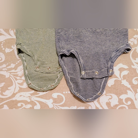 Carter's Striped Bodysuit Duo - Black and Olive - Picture 2 of 4
